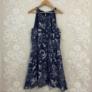 Tommy Hilfiger Navy White Floral Sleeveless Dress 16